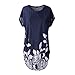 Katuo Women's Cape Sleeve Shirt Dress Loose Floral Cotton Blends Tee Tops