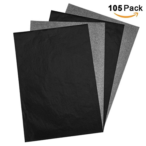 Carbon Paper, UnityStar 105 Sheets Graphite Transfer Paper Tracing Paper for Wood Paper Canvas Metal Painted Artists, Black(9 x 13 inch)