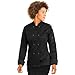 Women’s Long Sleeve Chef Coat/Double Breasted/Plastic Button Reversible Front Closure (S-XL, 2 Colors) (X-Large, Black)