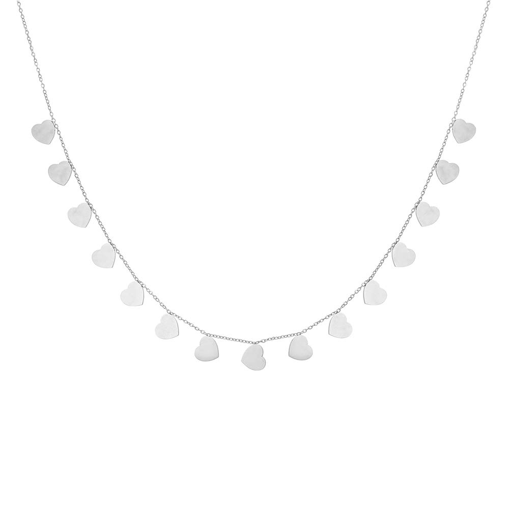 PengJin Necklace Multi Love Pendant Glossy/with Cubic Zirconia Crystal Rose Gold Silver Clavicle Chain Mini Fashion Jewelry for Women/Girl’s Valentine's Day Gifts