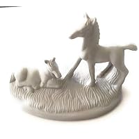 Pair of Colts Horses Horse Grazing Ceramic Bisque