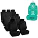 FH Group Three Row Set 7 Seater Black Travel Master Car Seat Covers, Airbag and Split Rear Car Seat Cover Universal Fit Interior Accessories for Cars Trucks and SUV Automotive Seat Covers