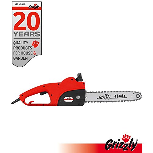Grizzly Elektro Kettensäge, Motorsäge, elektrische Kettensäge mit Metallgetriebe, 1800 W, 35,5 cm Schnittlänge, Chromekette, 
