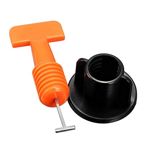 SKEMIX 100pc Reusable Tile Leveler Spacers with Special Wrench - Tile Leveling System for Floor and Wall Construction -T Shape Levelling Shim Flooring Alignment Leveller -Tile Positioning Tools Set