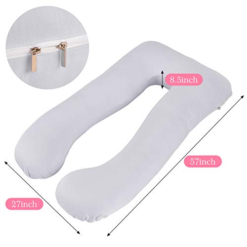 Victostar Pregnancy Pillow,57'' U Shaped Maternity Pillow with Removable Cover Full Body Pillow Support for Back, Hips, Legs, Belly (Gray)