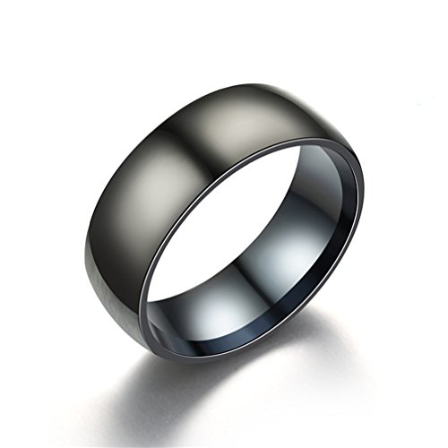 GUAngqi Titanium Wedding Rings Black Band in Comfort Fit Matte Finish for Men Women,10# - Thumbnail 2