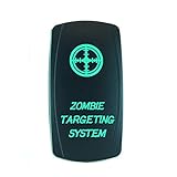 QUNQI STAR 5 pin Laser Backlit Rocker Switch ZOMBIE TARGETING SYSTEM 20A 12V On/off LED Light Toggle Switch (Green)