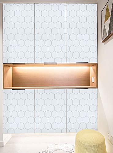 White Hexagon Wallpaper White Hexagon Contact Paper White Trellis Wallpaper Peel and Stick Wallpaper Removable White Wallpaper Self Adhesive White Wallpaper White Contact Paper Vinyl 17.7"X78.7" - Thumbnail 3