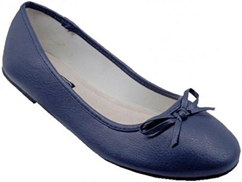 P26 Womens Round Toe Ballerina Ballet Flats Shoes (7, Navy)