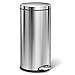 simplehuman 35 Liter / 9 Gallon Round Step Trash Can, Brushed Stainless Steel