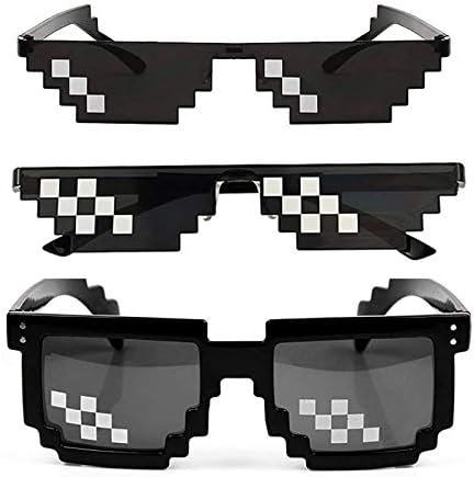 ドットサングラス モザイク 全店販売中 メガネ サングラス 二次元 3セット 紫外線カット男女兼用 クレイジーアイズ 面白いメガネ