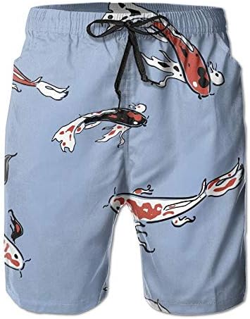 wwoman Fish Carp Men's/Boys Casual Shorts Swim Trunks Swimwear Elastic Waist Beach Pants with Pockets
