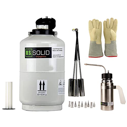 10 L Liquid Nitrogen Tank + Sprayer + 35cm (13.8") Cryogenic Glove on