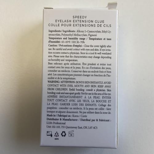 LLBA Professional Eyelash Glue - Black Glue | Multiple Choices for Drying Time 0.5 to 3 Seconds | 5ml | Extra Strong Glue for Eyelash Extensions | 7-8 Weeks Hold (Speedy)