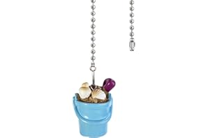 OMYZERO Ceiling Fan Pull Chain - 12 Inch Blue Beach Bucket Ceiling Fan Pull Chain Extender with Ball Chain Connector,Pull Chains for Ceiling Fans and Lights,Decorative Fan Pull Chain Pendant Extension