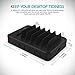Witeem Quick Charge and Smart 6-Port USB Charging Station with USB Type C Port, Universal Charging Desktop Docks Organizer for Smartphones, Tablets, Black