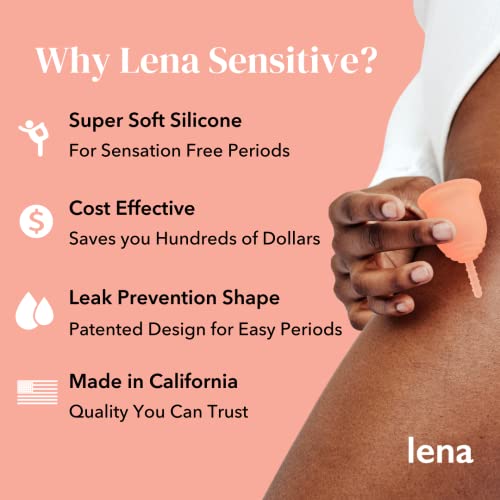 Lena Sensitive Menstrual Cup USA Made Soft Feminine Care 12h Wear Tampon, Pad, and