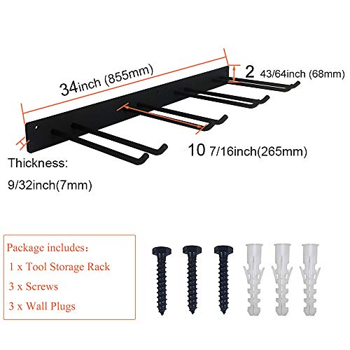 FRMSEAT Wall Mount Rack Hook Space Saver Garden Tool Organizer Garage Storage System Super Heavy Duty Steel Holder Hanger for Tools,Bicycle,Ladder,Chair Hose,Garden Bulky Items