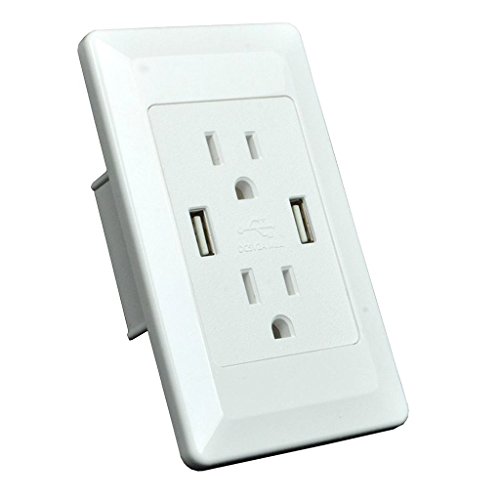 1 PK Dual USB Port Electric Wall Charger Power Outlet Panel Plate Dock Station Socket