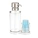 mDesign Plastic Refillable Mouthwash Dispenser and Cup Storage Organizer for Bathroom Vanity, Countertop, Cupboard - Includes 8 Paper Cups - Lumiere Collection - Clear/Matte Satin