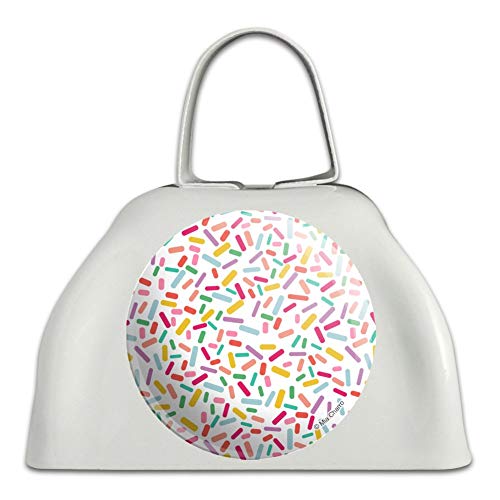 Colorful Confetti Sprinkles White Metal Cowbell Cow Bell Instrument