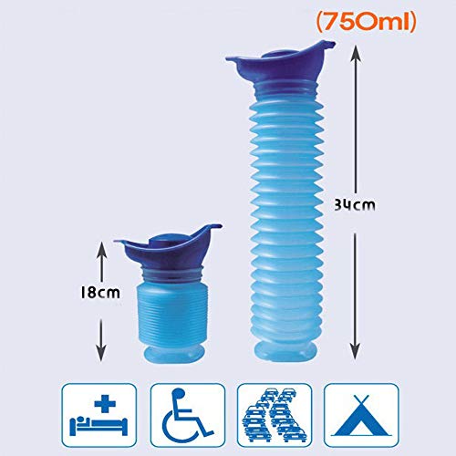Sandistore Clearance! Emergency Urinal,Male & Female Urination Device,Portable Mini Outdoor Camping Travel Shrinkable Personal Mobile Toilet Potty Pee Bottle for Kids Adult (750 ML)(Ship From USA)