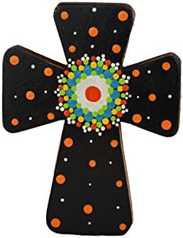 Costa Rican hand painted wall cross (Small - Black)