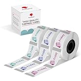 Phomemo D30 ClearLabel Tape, Red, Blue Text on Transparent, Sticker Thermal Paper Self-Adhesive Label Maker Tape,14mm x 30mm (0.55 x 1.18 Inch) 210 Labels/Roll, 3-Roll