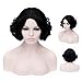 TopWigy Women Short Curly Wave Cosplay Wig Middle Part Retro Costume Wig with Wig Cap (Black 14