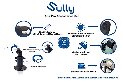 Accessories-Kit-for-Arlo-Pro-and-Pro2-Camera-w-2pcs-Arlo-Pro-Pro2-Skins-AND-2pcs-10cm-Arlo-Camera-Mount-Black-Arlo-Netgear-Security-Wireless-Covers-Case-Outdoors-Wall-Adjustable-Pro-2-by-Sully