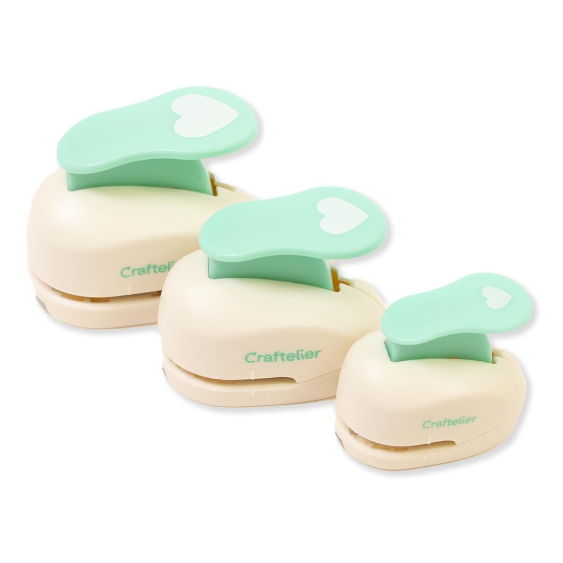 Craftelier - Pack of 3 Snap-On Lever Hearts Punch | Sizes 3/8" + 5/8" + 1" | Suitable for Paper and Cardstock | Ideal for Card Making, Crafting and Scrapbooking Projects