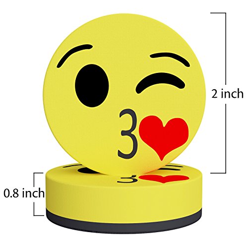 Hibery 24 Pack Magnetic Smiley Face Circular Dry Whiteboard Eraser - Magnetic Whiteboard Eraser for Home, Office and School Classroom - Thumbnail 3