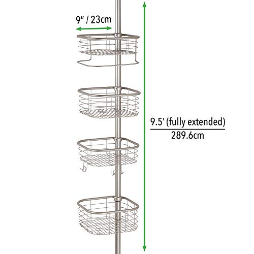 mDesign Metal Bathroom Shower Storage Constant Tension Pole Caddy Adjustable Height 4