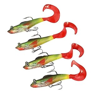 Zer One 4pcs / Set 9cm Leurre De Pêche, Lifelike Big Bass Shad Bait Doux Leurres En Plastique Appâts De Pêche Lumineux Avec Crochets Attirail De Pêche