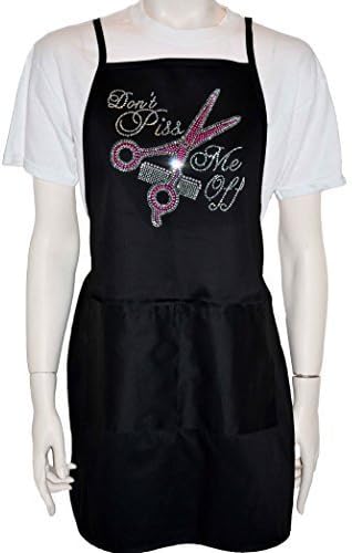 Amazon Com Hair Stylist Shimmery Rhinestone Black Apron Don T
