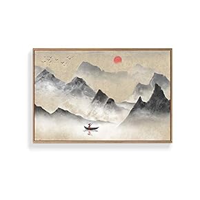 Framed Canvas Wall Art for Living Room, Bedroom Traditional Landscape Drawing Canvas Prints for Home Decoration Ready to Hang - 16x24 inches