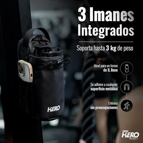 Hero Bag New Hero Project – Mochila Deportiva Magnética de Gimnasio Unisex, Compacta y Resistente – Color Negro