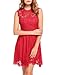 ANGVNS Women Long Sleeve Floral Lace See Through Backless Fit and Flare Cocktail Dress With Lining