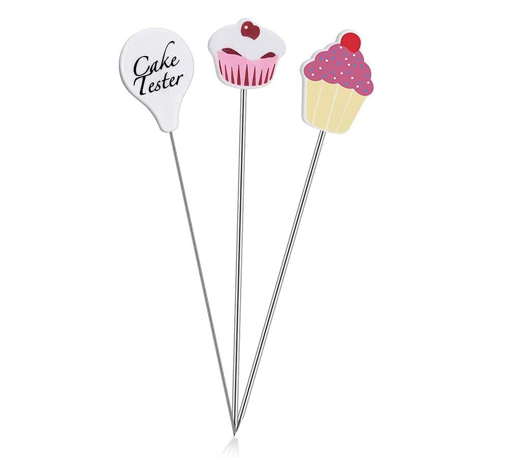 Cake Tester,3 PCS Stainless Steel Cake Skewers Cake Testing Needles Cake Probe Cake Pin Needle Sticks for Cupcake Bread Muffin Baking Supplies Kitchen Bakery Tools
