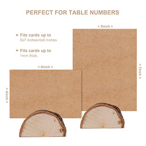 Wanapure 25 Pack Rustic Wood Table Number Holder with 25Pcs Kraft Paper, Photo Picture Table Place Card Holders, Tabletop Cardholder Menu Reserved Card Stand for Wedding, Party, Restaurants, Banquets
