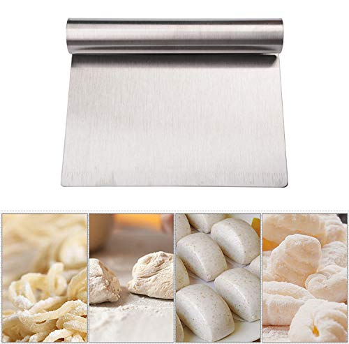 Stainless Steel Griddle Scraper Chopper Pastry Scraper Dough Cutter with Measuring Marks, Multi-purpose Kitchen Tool for Baking/Cooking
