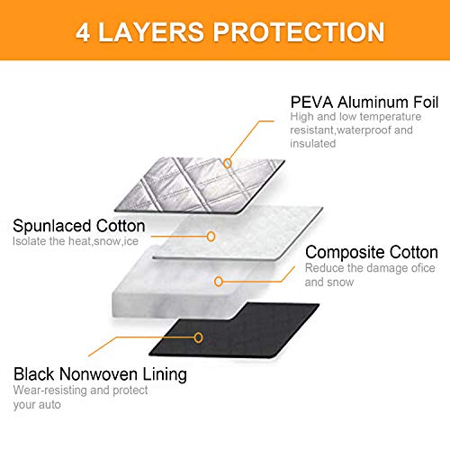 GLANDU Windshield Snow Cover for Ice and Snow for Car with 4 Layer Protection and 4 Magnets Inside Waterproof,Snow,Ice,Frost Defense,Windproof Windshield Sun Shade, Extra Large Fits Most Car SUV