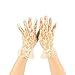 Fancy Floral Sheer Lace Tea Party Vintage Style Ruffle Wrist Dressy Gloves Ivory