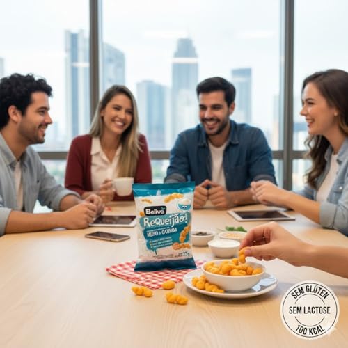 Kit Salgadinho BELIVE Sem Glúten Sabor Requeijão 25g c/12 pacotes – Snack Assado, Crocante e Prático para Lanche