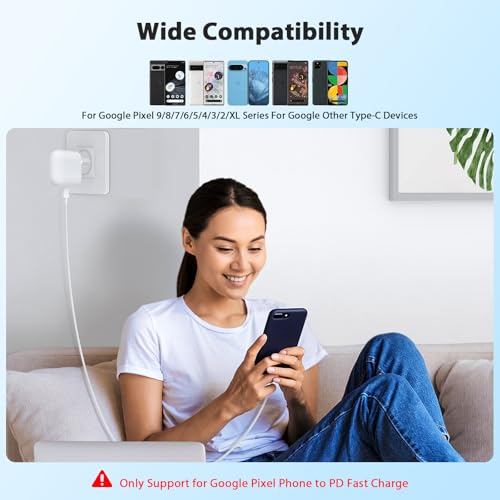 45W Charger for Google Pixel 10a 9a with 6A USB C to C Cable 1M Fast USB-C Charger Adapter with Cable for Google Pixel 10 9 Pro XL Fold 8 Pro 7Pro 9a 8a 7a 6a 6Pro 5 5a 4 4a 4XL 3a XL 3 2XL