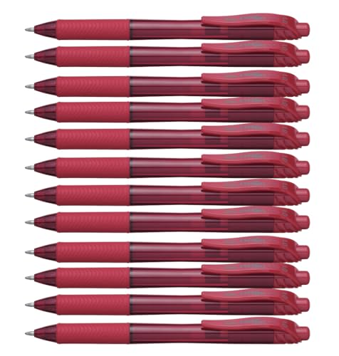 Pentel EnerGel-X Retractable Liquid Gel Pen (1.0mm) Metal Tip, Red Ink, Box of…