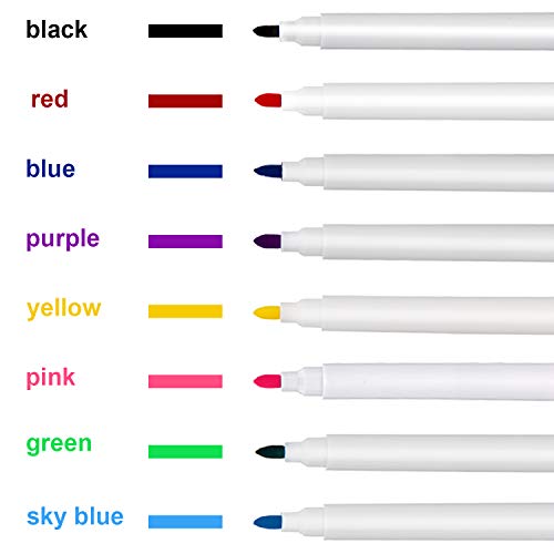 Boao 24 Pieces Magnetic Dry Erase Markers Whiteboard Erase Marker with Erasers Cap for School and Office, 8 Assorted colors (Black cap)