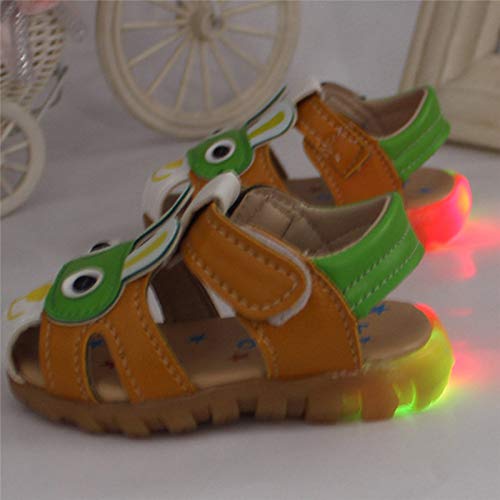 Respctful✿Baby Summer Sneakers Toddler Sewing Pu Leather Hook & Loop Cartoon Non-Slip Sandals Green