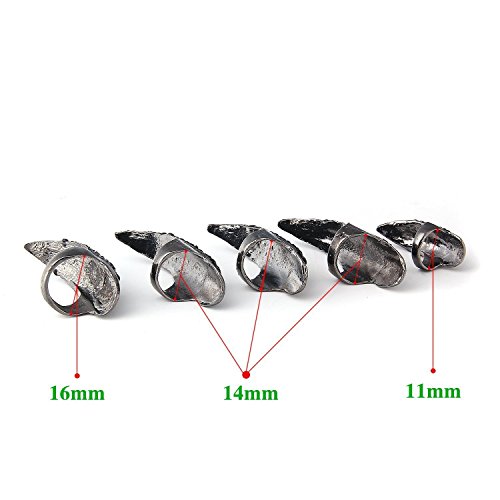 5PCS Clear Crystal Eagle Claw Paw Talon Finger Ring Fashion Jewelry Punk False Nail Knuckle Bend Finger Tip (Black) - Thumbnail 3