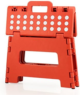 StepSafe Non Slip Folding Step Stool for Kids and Adults with Handle- 9" in Height, Holds up to 300 Lb! (red)